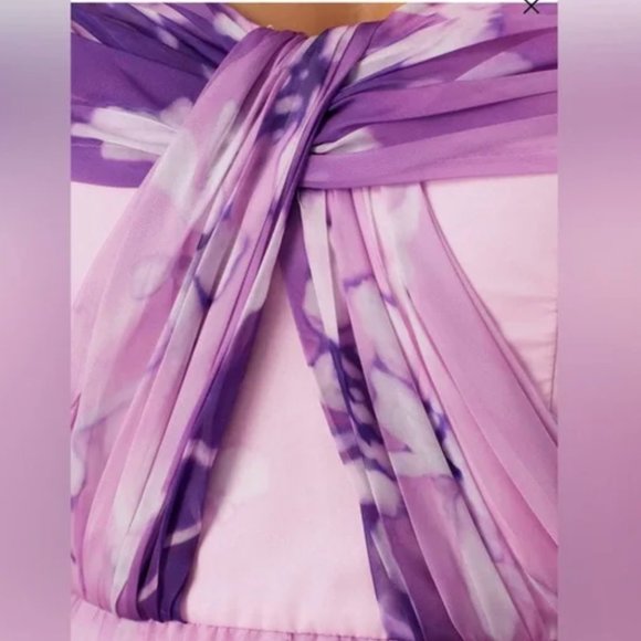 FLOR ET.AL Rossetti $895 Floral-Print Midi strapless sexy Dress 2 - Picture 11 of 13